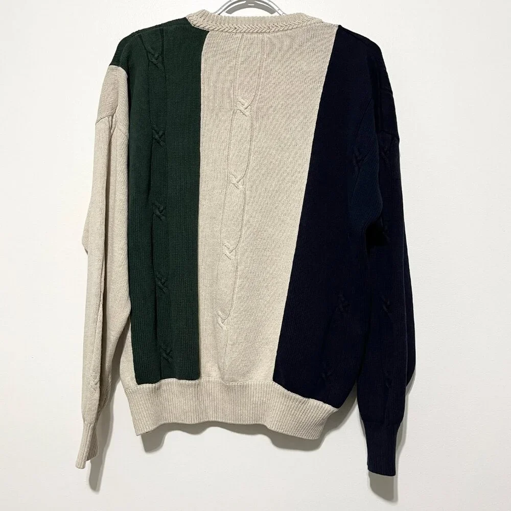 Nautica Mens VTG Cable Knit Sweater M Preppy Ivy League 90s Frat Normcore